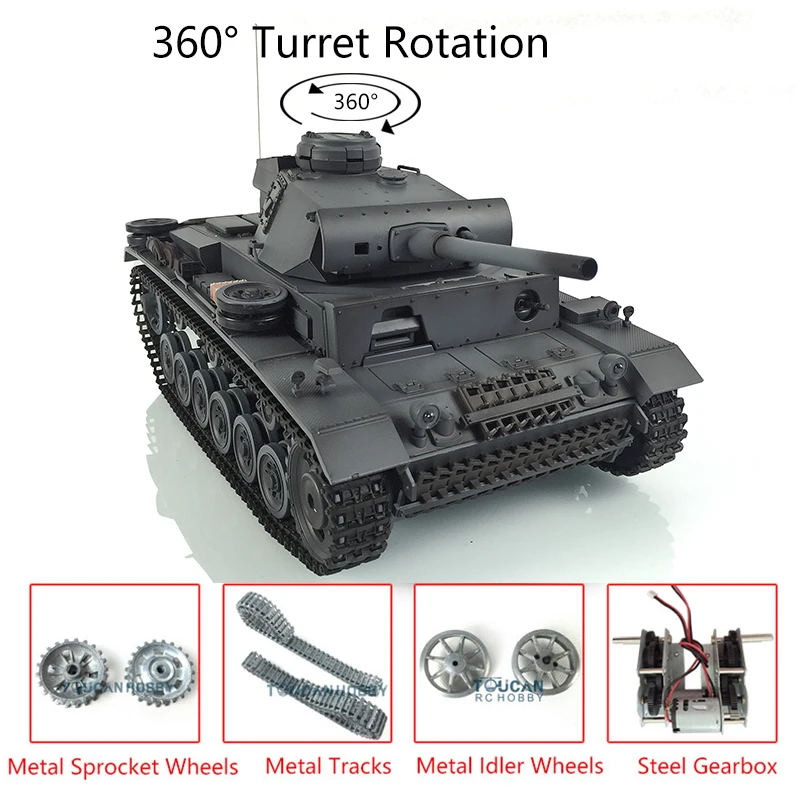 1/16 Gray 7.0 Upgraded HENG LONG Panzer III L RTR RC Tank 3848 W/ 360° Turret TH17359-SMT4
1/16 Gray 7.0 Upgraded HENG LONG Panzer III L RTR RC Tank 3848 W/ 360° Turret TH17359-SMT4
