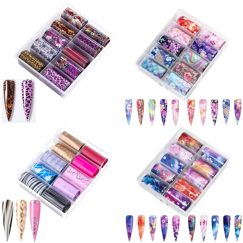 10Rolls/Box Foil Paper Nail Sticker Sliders Leopard Flower Holographic Transfer Wraps Adhesive Manicure Nail Art Decoration NZ07
10Rolls/Box Foil Paper Nail Sticker Sliders Leopard Flower Holographic Transfer Wraps Adhesive Manicure Nail Art Decoration NZ07