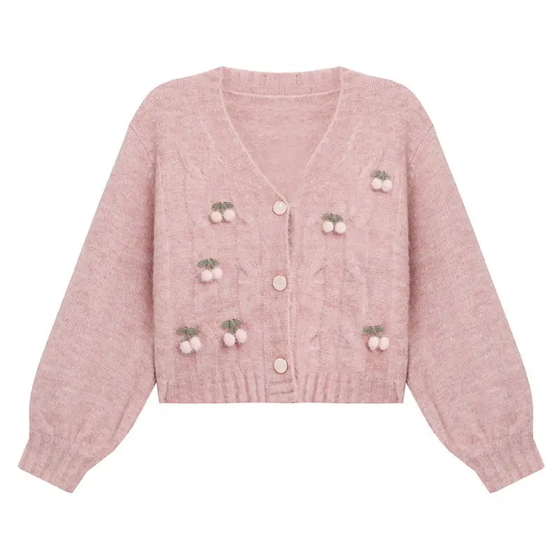 Cherry Pink Girl Women Princess Korean Sweater Cardiga Ladies Jacket Autumn Winter Button Fashion Cloth Style V-neck Casual Tops
Cherry Pink Girl Women Princess Korean Sweater Cardiga Ladies Jacket Autumn Winter Button Fashion Cloth Style V-neck Casual Tops