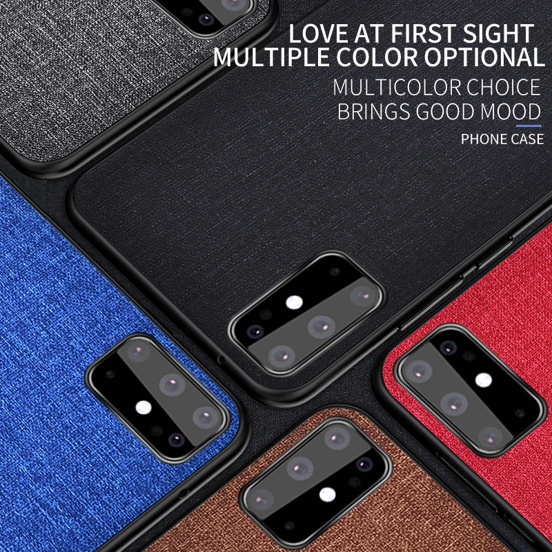 For Samsung Galaxy A51 Case Fabric Cloth Matte Phone Cover S20 Plus Note 20 Ultra A71 A31 A41 A81 A91 Back Cases Silicone Coque | Мобильные
