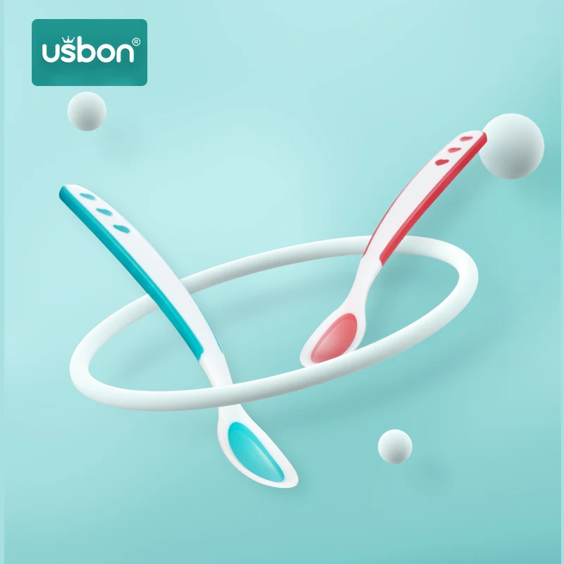 Usbon 2 шт./лот обучающая посуда Термочувствительная ложка для безопасности ребенка