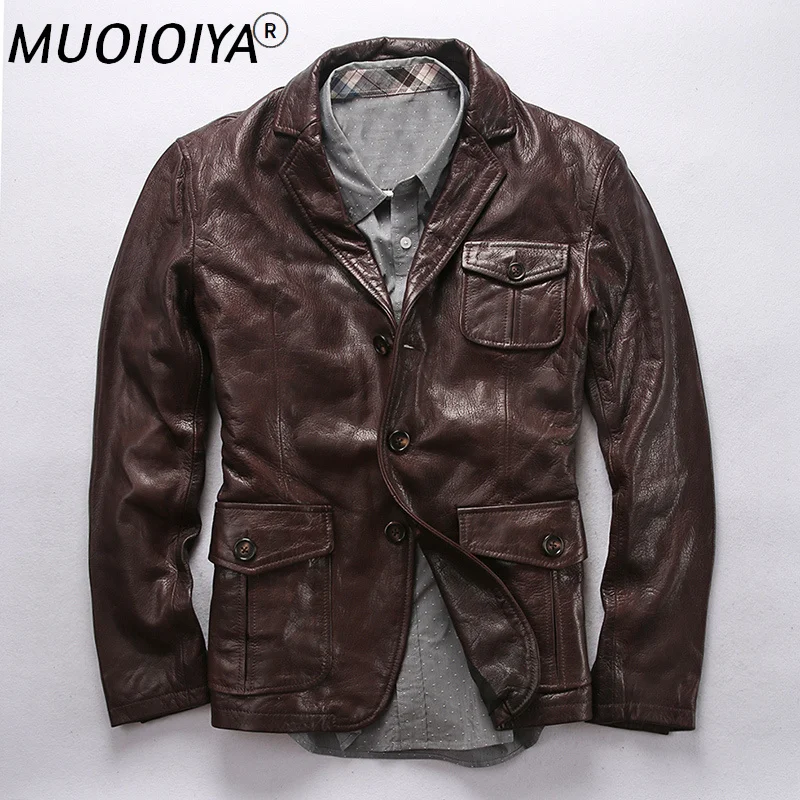 AVFLY 2021 Men Brown Genuine Leather Jacket Business Casual Vegetable tanned goatskin Blazer Jackets M-4XL Free Shipping
AVFLY 2021 Men Brown Genuine Leather Jacket Business Casual Vegetable tanned goatskin Blazer Jackets M-4XL Free Shipping