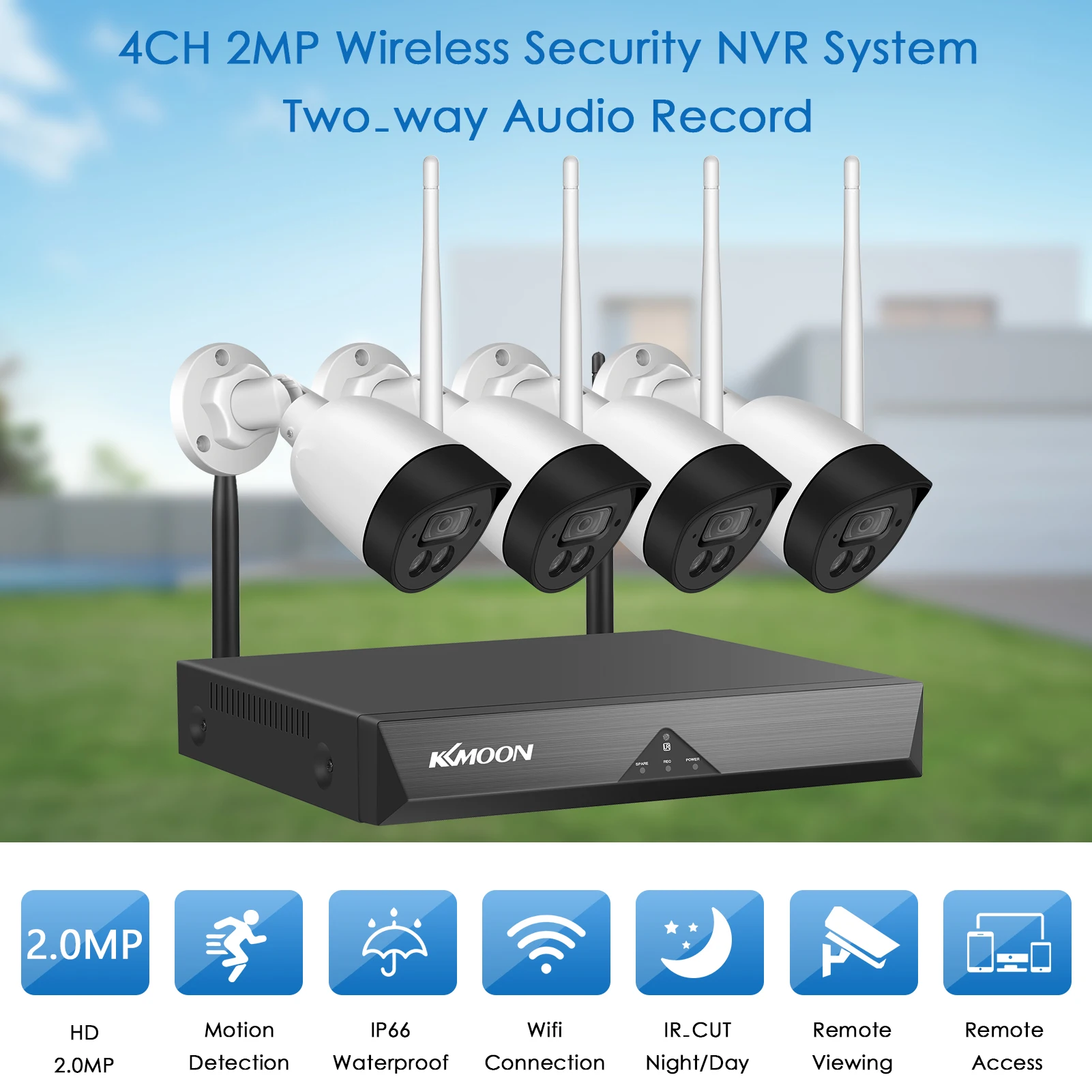 Wireless Security Camera System 4 Channel NVR+4PCS 1080P WiFi Surveillance Camera with IP66 Waterproof Night Vision
Wireless Security Camera System 4 Channel NVR+4PCS 1080P WiFi Surveillance Camera with IP66 Waterproof Night Vision