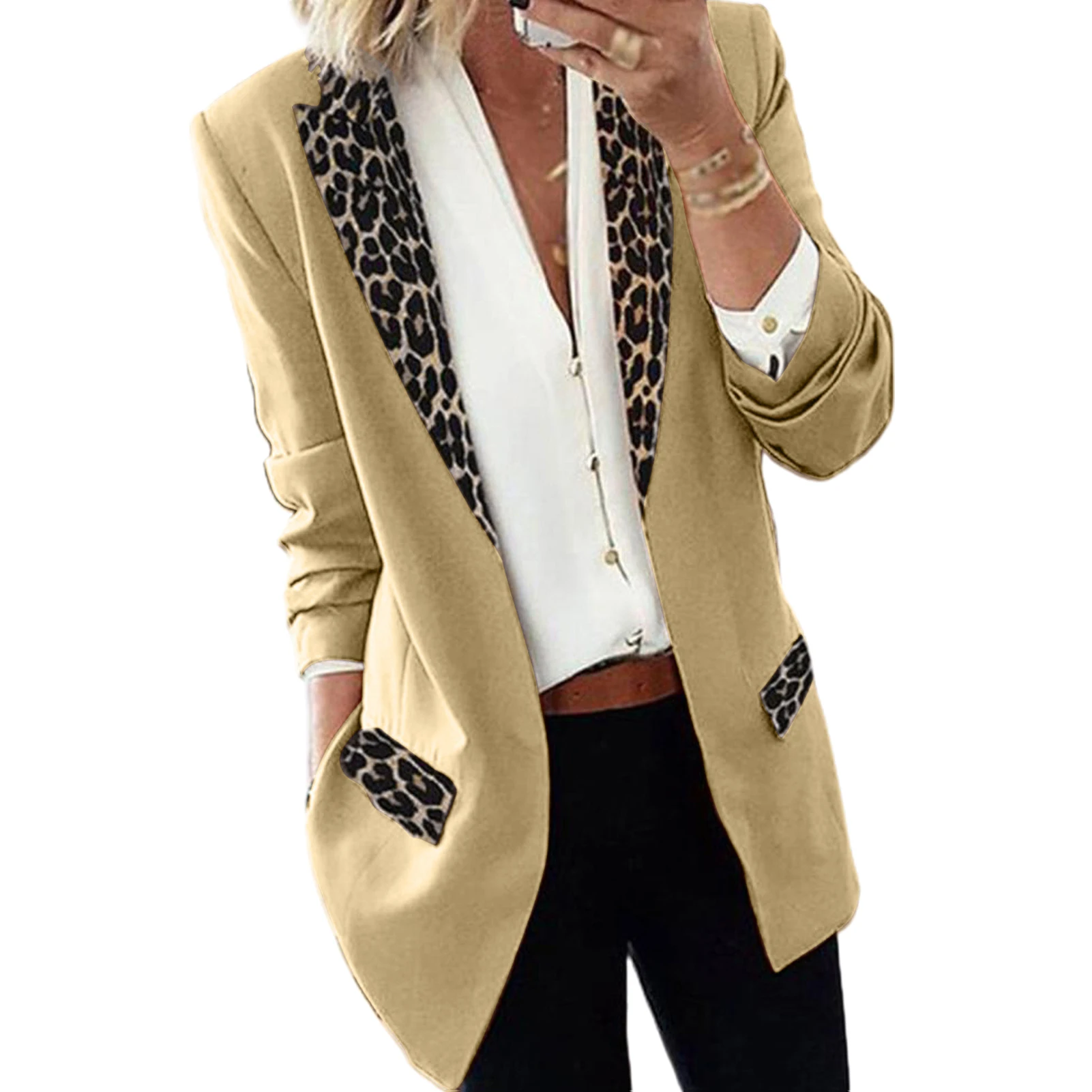 Women Patchwork Leopard Blazers Plus Size Lapel Neck Female Spring Blazers Casual Thicken Coats Bussiness Jackets Outwear
Women Patchwork Leopard Blazers Plus Size Lapel Neck Female Spring Blazers Casual Thicken Coats Bussiness Jackets Outwear