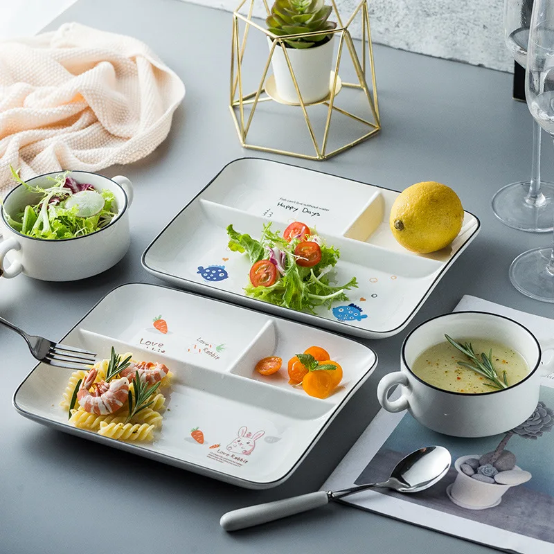 Ceramic Dinner Set Plates and Dishes Ceramic Three-grid Tray, Children's Tray, Breakfast Plate Dinnerware Set Plates Diner Plate
Ceramic Dinner Set Plates and Dishes Ceramic Three-grid Tray, Children's Tray, Breakfast Plate Dinnerware Set Plates Diner Plate