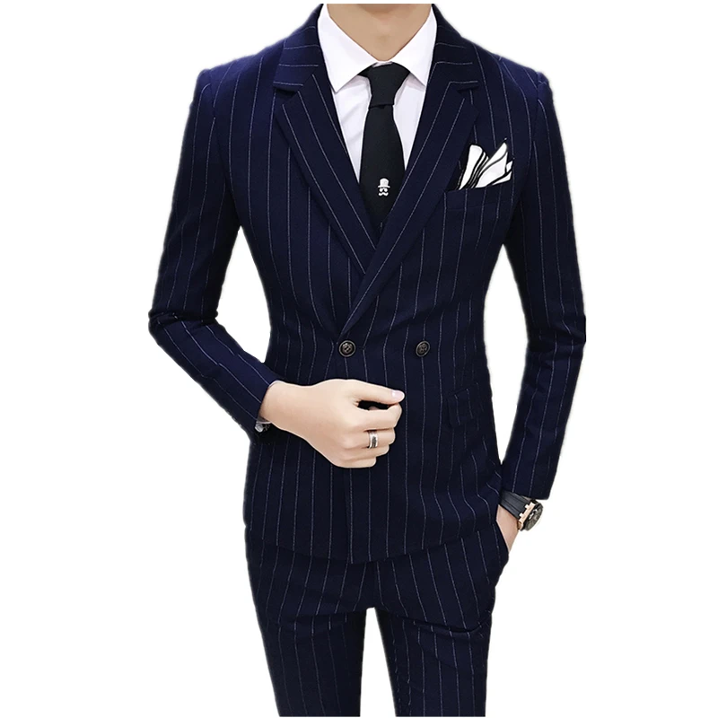 Navy Blue Double Breasted Striped 3 Piece Set for Men ( Jacket + Pants + Vest ) Business/Wedding Party Mens Suits
Navy Blue Double Breasted Striped 3 Piece Set for Men ( Jacket + Pants + Vest ) Business/Wedding Party Mens Suits