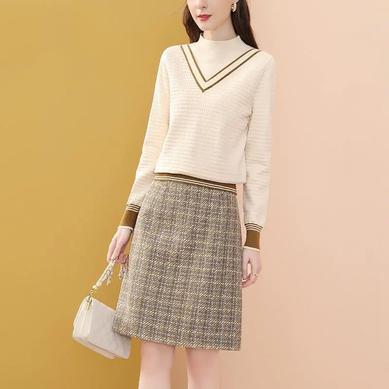 YIZZHOY Spring Autumn New Women Solid Fashion Casual Long Sleeve Suit Knitted Top+Plaid Knee-Length Skirt Two Piece Set
YIZZHOY Spring Autumn New Women Solid Fashion Casual Long Sleeve Suit Knitted Top+Plaid Knee-Length Skirt Two Piece Set
