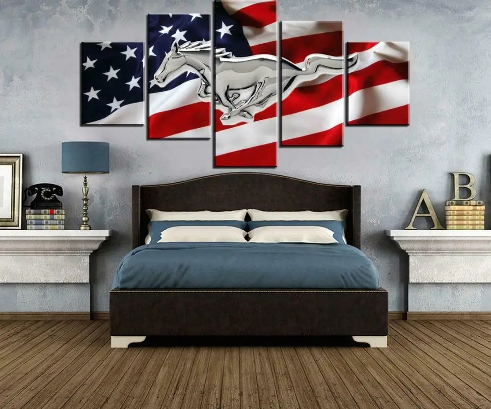 5 Piece Canvas Wall Art USA Mustang American United States Flag Painting For Living Room Modern Decoration of Bedroom Home Decor
5 Piece Canvas Wall Art USA Mustang American United States Flag Painting For Living Room Modern Decoration of Bedroom Home Decor