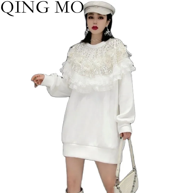 Женская утепленная толстовка QING MO, модная повседневная свободная теплая толстовка с кружевом, Осень-зима 2021
Женская утепленная толстовка QING MO, модная повседневная свободная теплая толстовка с кружевом, Осень-зима 2021