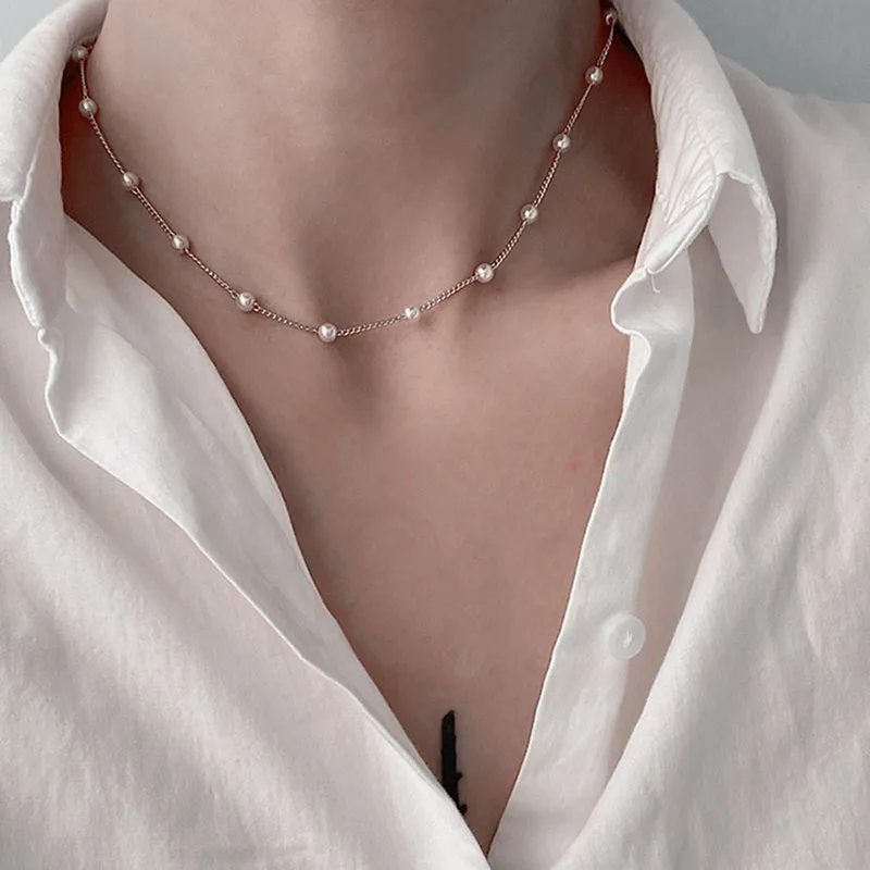 2021 New Exquisite Women Necklaces Simple All-match Pearl Clavicle Chain Necklace Glamour Fashion Wedding Party Jewelry
2021 New Exquisite Women Necklaces Simple All-match Pearl Clavicle Chain Necklace Glamour Fashion Wedding Party Jewelry