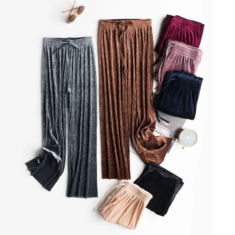 Casual Loose Pleated Wide Leg Pants Women Stylish baggy Soft Sweatpants Elegant Elastic High Waist velvet straight Trousers
Casual Loose Pleated Wide Leg Pants Women Stylish baggy Soft Sweatpants Elegant Elastic High Waist velvet straight Trousers