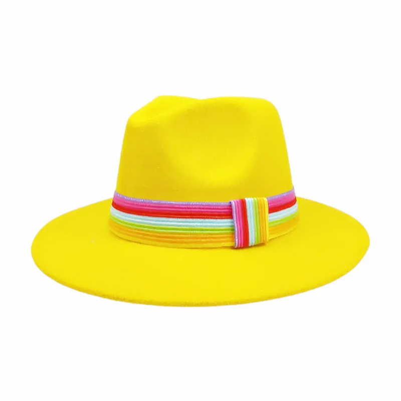 

Шляпа-трилби Женская в британском стиле, яркая Федора, ковбойская шляпа с радужным ремнем, официальная, ковбойская