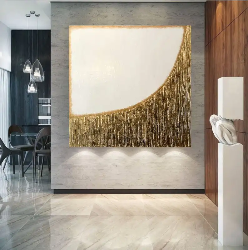 Original Handmade White Gold Leaf Acrylic Painting Textured Abstract Painting On Canvas Gold Foil Oversized Wall Art
Original Handmade White Gold Leaf Acrylic Painting Textured Abstract Painting On Canvas Gold Foil Oversized Wall Art