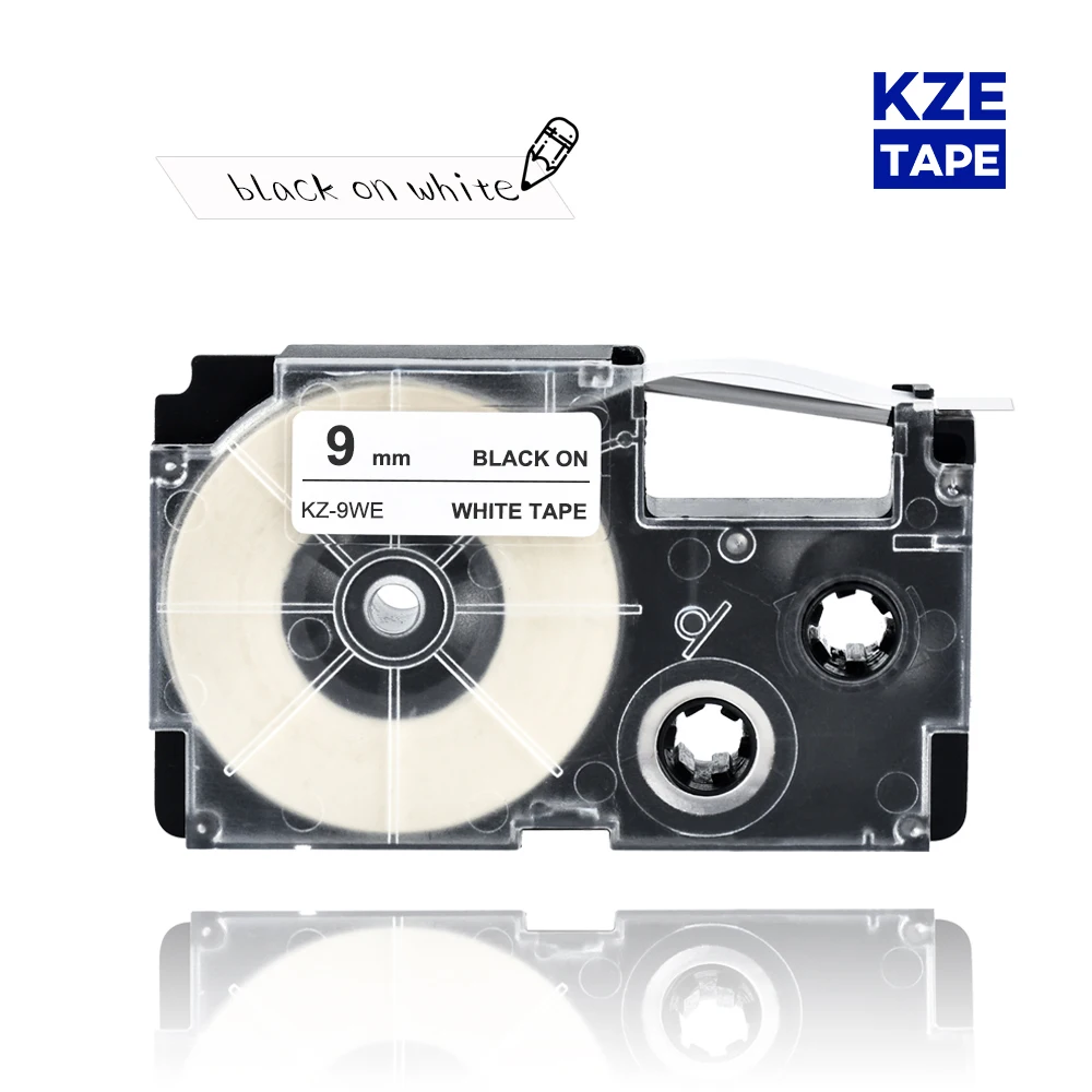

9mm Casio label tape Black on White compatible label tapes XR9WE XR 9WE XR-9WE for KL-60 typewriter KL-60SR KL120 EZ Label Maker