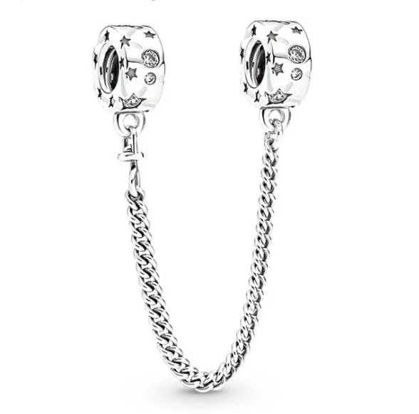 Authentic 925 Sterling Silver Moments Stars & Galaxy Safety Chain Bead Charm Fit Women Pandora Bracelet & Necklace Jewelry
Authentic 925 Sterling Silver Moments Stars & Galaxy Safety Chain Bead Charm Fit Women Pandora Bracelet & Necklace Jewelry