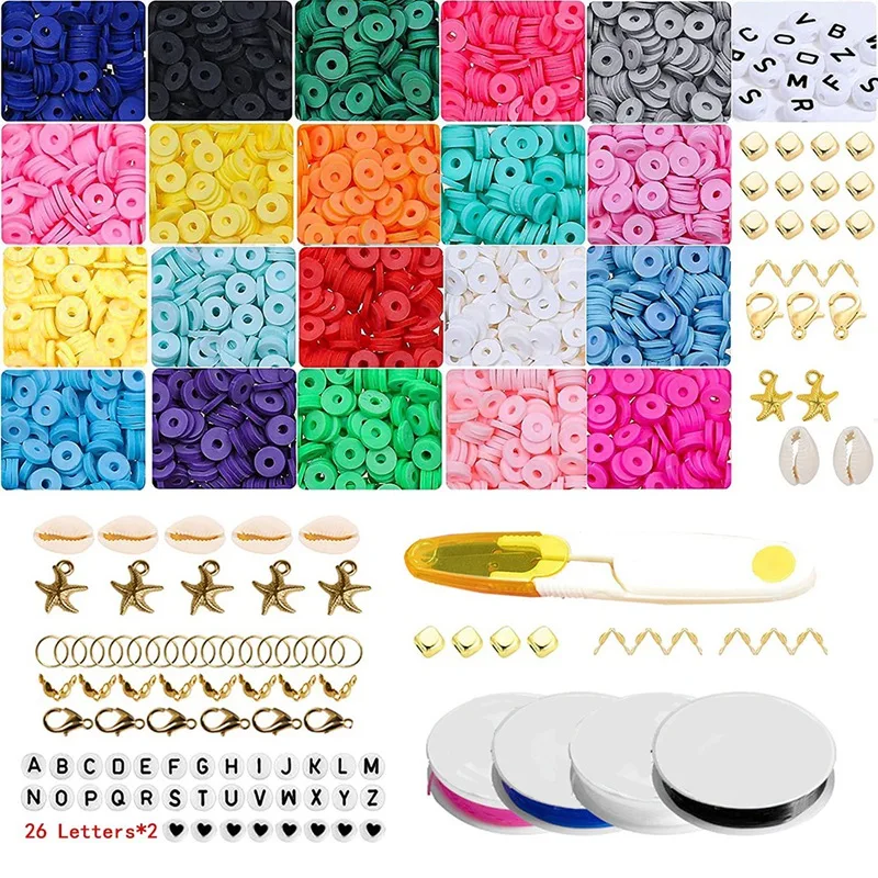 4000 Clay Beads Are Used for Jewelry Marking, Heishi Bead Pendant Kit, College Beaded Bracelet Making Kit
4000 Clay Beads Are Used for Jewelry Marking, Heishi Bead Pendant Kit, College Beaded Bracelet Making Kit