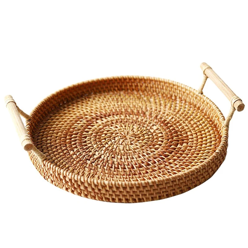 Rattan Storage Tray, Round Basket with Handle, Hand-Woven, Rattan Tray Wicker Basket Bread Fruit Food Breakfast Display L
Rattan Storage Tray, Round Basket with Handle, Hand-Woven, Rattan Tray Wicker Basket Bread Fruit Food Breakfast Display L