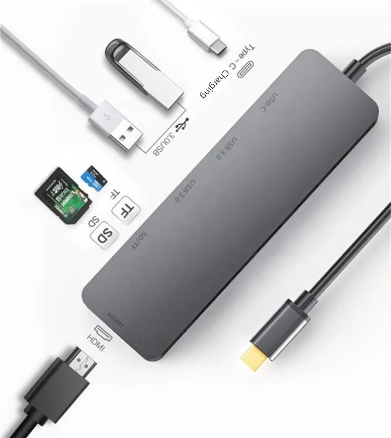 6 in 1 USB Type C HUB Docking Station Type-C to HDMI Adapter with USB3.0 * 3 SD TF Card Reader Dock PD Charging for MacBook Pro
6 in 1 USB Type C HUB Docking Station Type-C to HDMI Adapter with USB3.0 * 3 SD TF Card Reader Dock PD Charging for MacBook Pro