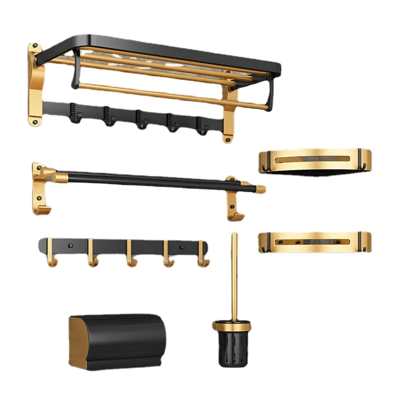 Black Gold Punch-Free Aluminum Towel Rack Bathroom Bathroom Storage Rack Wall Hanging Bath Towel Rack Bathroom Pendant Set
Black Gold Punch-Free Aluminum Towel Rack Bathroom Bathroom Storage Rack Wall Hanging Bath Towel Rack Bathroom Pendant Set