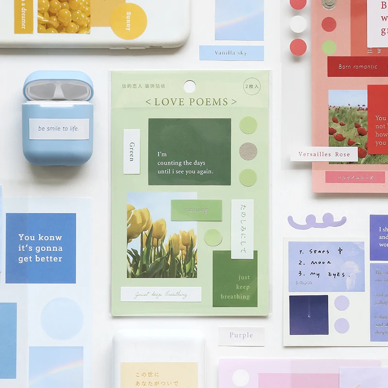 JIANWU 2sheets love poems Creative fresh style journal diy decoration material stickers kawaii School supplies
JIANWU 2sheets love poems Creative fresh style journal diy decoration material stickers kawaii School supplies