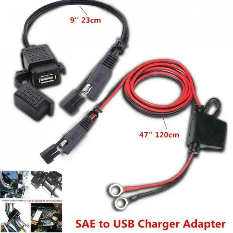 

Самодельный переходник SAE к USB-кабелю, водонепроницаемое Зарядное устройство USB, быстрый порт а с встроенным предохранителем для мотоцикла, ...