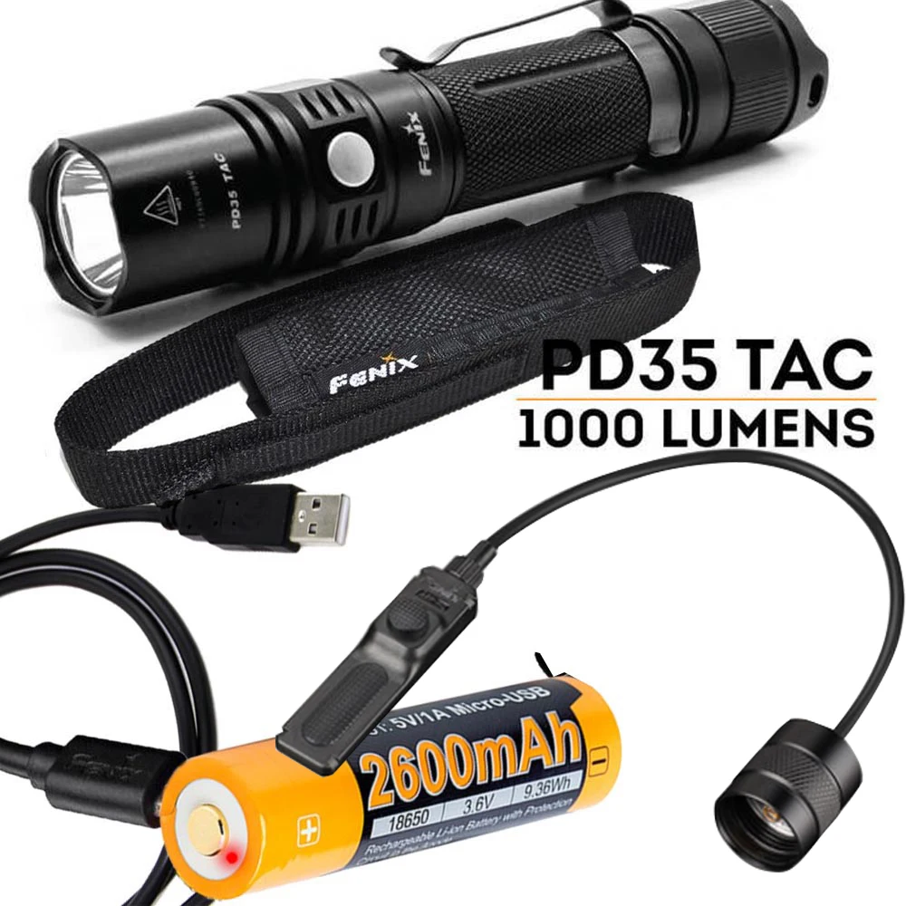 Fenix PD35 TAC 1000 люмен CREE XP-L светодиодный тактический фонарь с ARB-L18-2600U литий-ионной