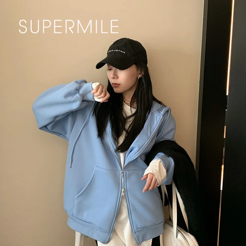 2021 New Women Zip-Up Sweatshirt Lazy Plush and Thick Sport Coat Casual Solid Hoodies Ivory White Grey Tops Streetwear Pullover
2021 New Women Zip-Up Sweatshirt Lazy Plush and Thick Sport Coat Casual Solid Hoodies Ivory White Grey Tops Streetwear Pullover