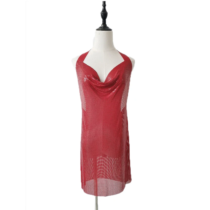 Sluminum Metal Sexy Dress Tight Women Halter Mini Short Skirt Solid color Nightclub Party Cocktail Party Masquerade Dress 2021
Sluminum Metal Sexy Dress Tight Women Halter Mini Short Skirt Solid color Nightclub Party Cocktail Party Masquerade Dress 2021