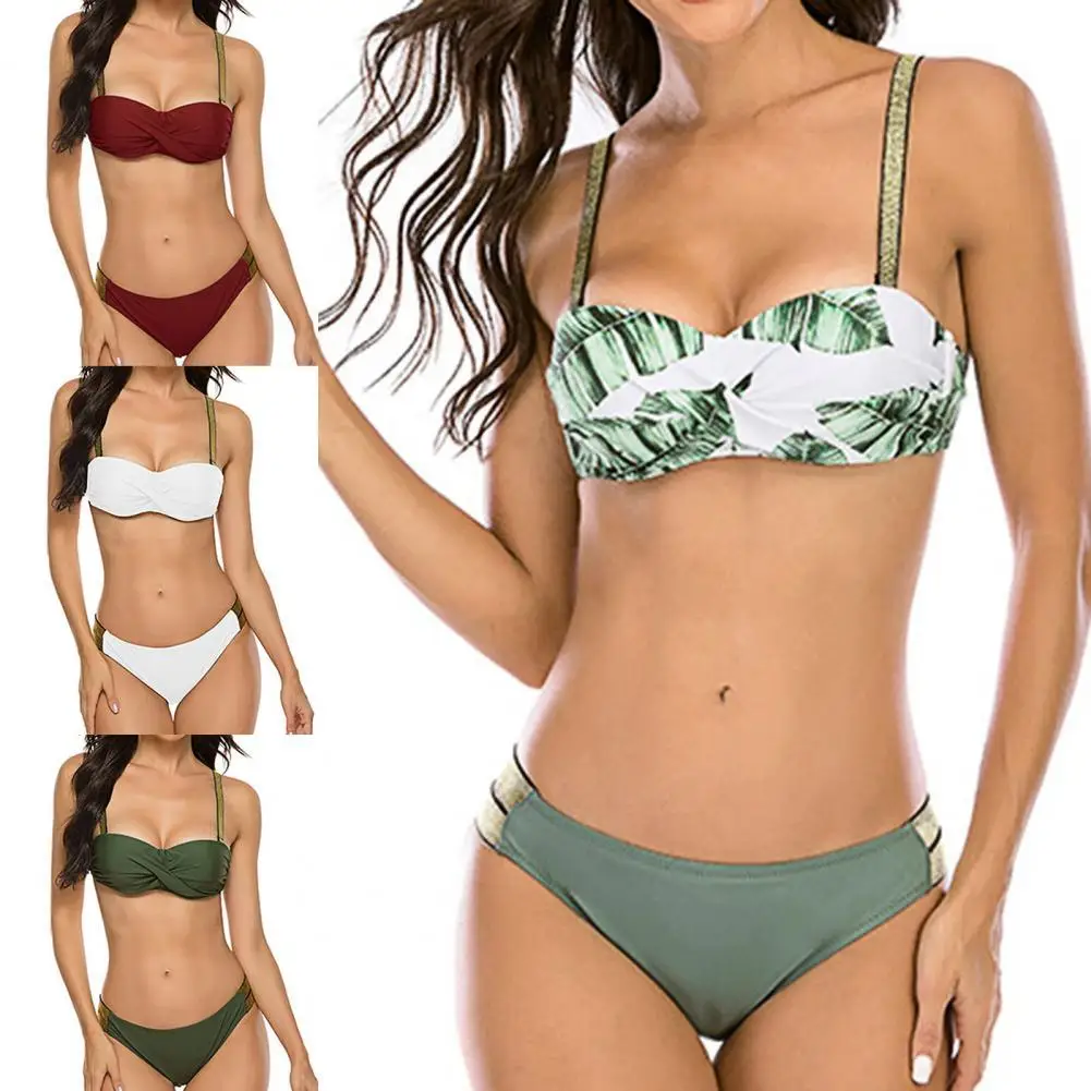 Women's Swimsui Sexy Bandeau Solid Color Wrap Front Bra Briefs Swimwear Bathing Suit Bikini Set Beachwear for Water Activity
Women's Swimsui Sexy Bandeau Solid Color Wrap Front Bra Briefs Swimwear Bathing Suit Bikini Set Beachwear for Water Activity