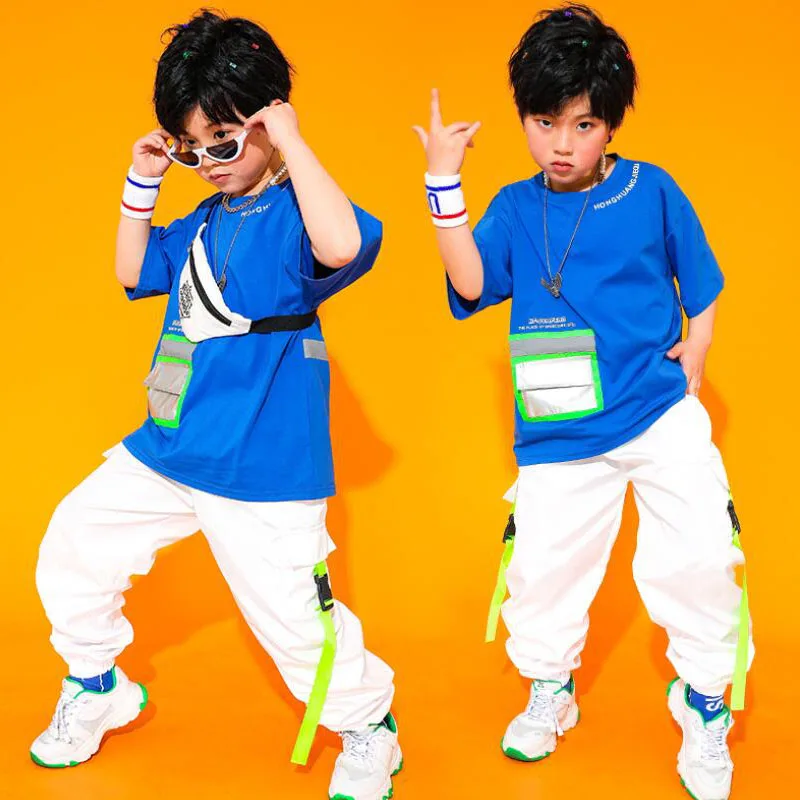Boys Concert Dance Costumes Hip Hop Outfits Show Clothes Street Wear Blue Tshirt Tops Cargo Pants Kids Modern Jazz Stage Clothes
Boys Concert Dance Costumes Hip Hop Outfits Show Clothes Street Wear Blue Tshirt Tops Cargo Pants Kids Modern Jazz Stage Clothes