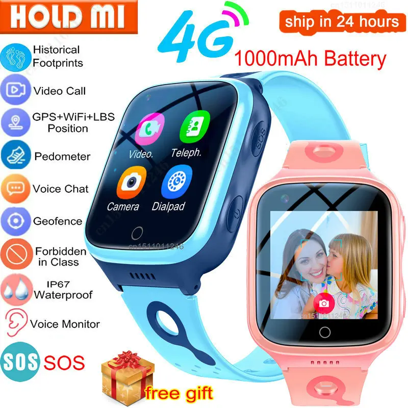 Детские умные часы 4g GPS WiFi телефон 1000 мАч Видеозвонок трекер местоположение SOS
