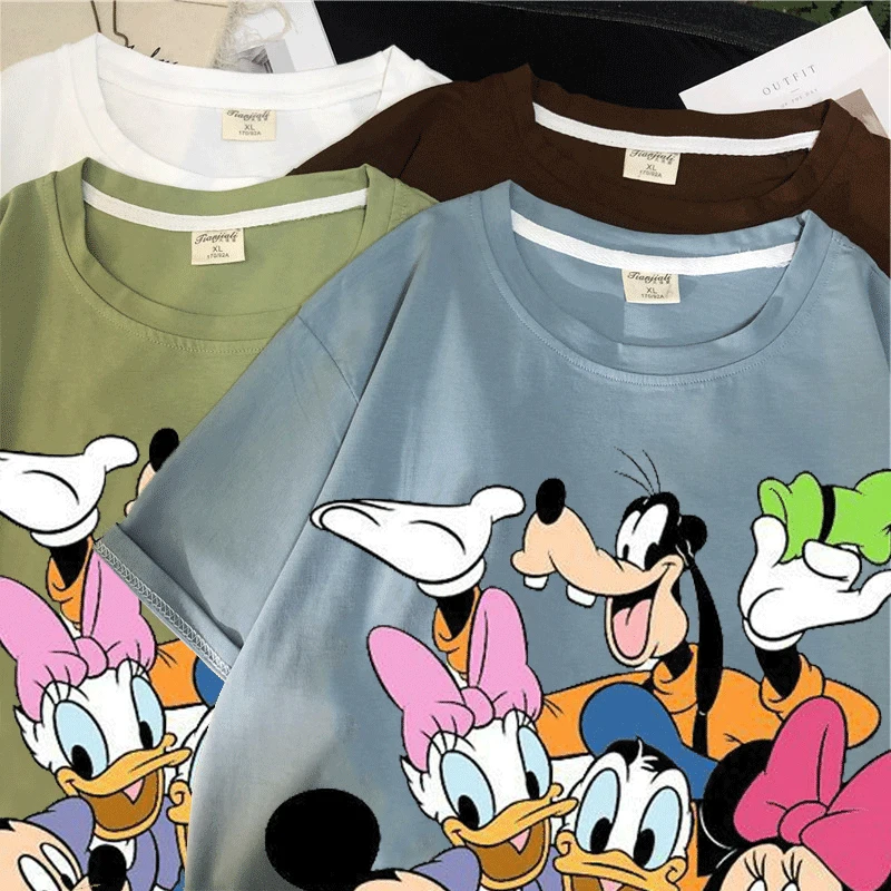 Футболка женская в стиле Харадзюку Disney Микки Минни Дональд мультяшная утка Милая