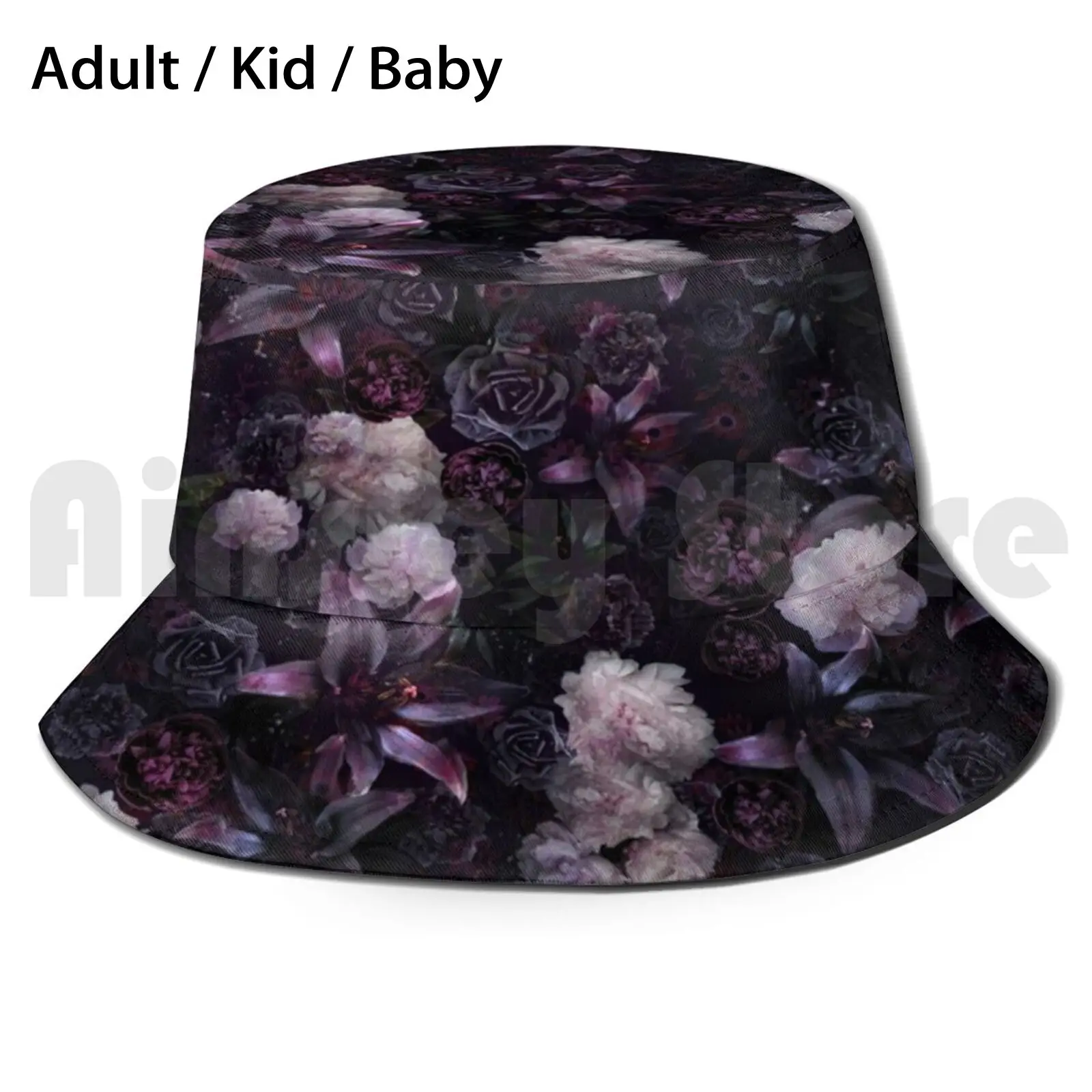 

Midsummer Nights Dream #Dark Floral #Midnight #Black #Rose #Night Sun Hat Foldable UV Protection Secret Garden Britain