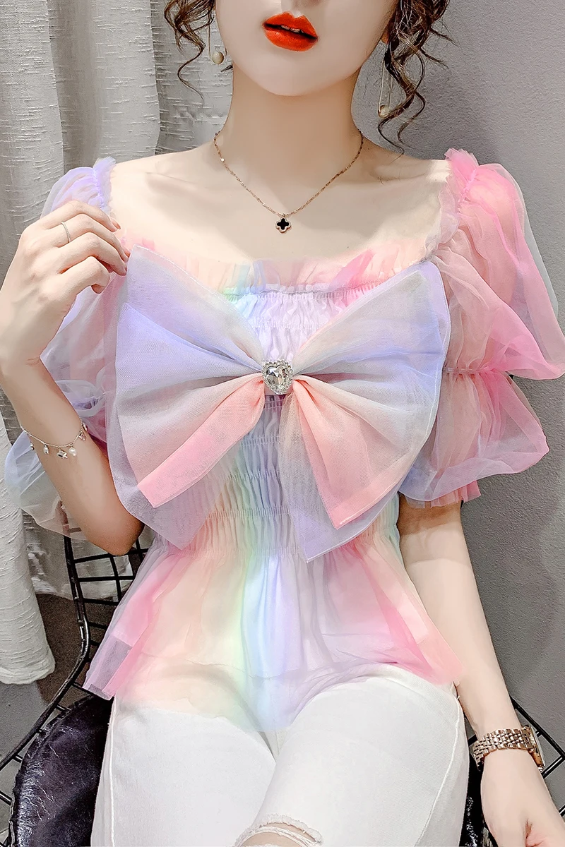 2021 Summer New Design Mesh Short Puff Sleeve Elastic Loose One Shoulder Top Sexy Noble Lady Dating Office Shirt Woman Clothes
2021 Summer New Design Mesh Short Puff Sleeve Elastic Loose One Shoulder Top Sexy Noble Lady Dating Office Shirt Woman Clothes