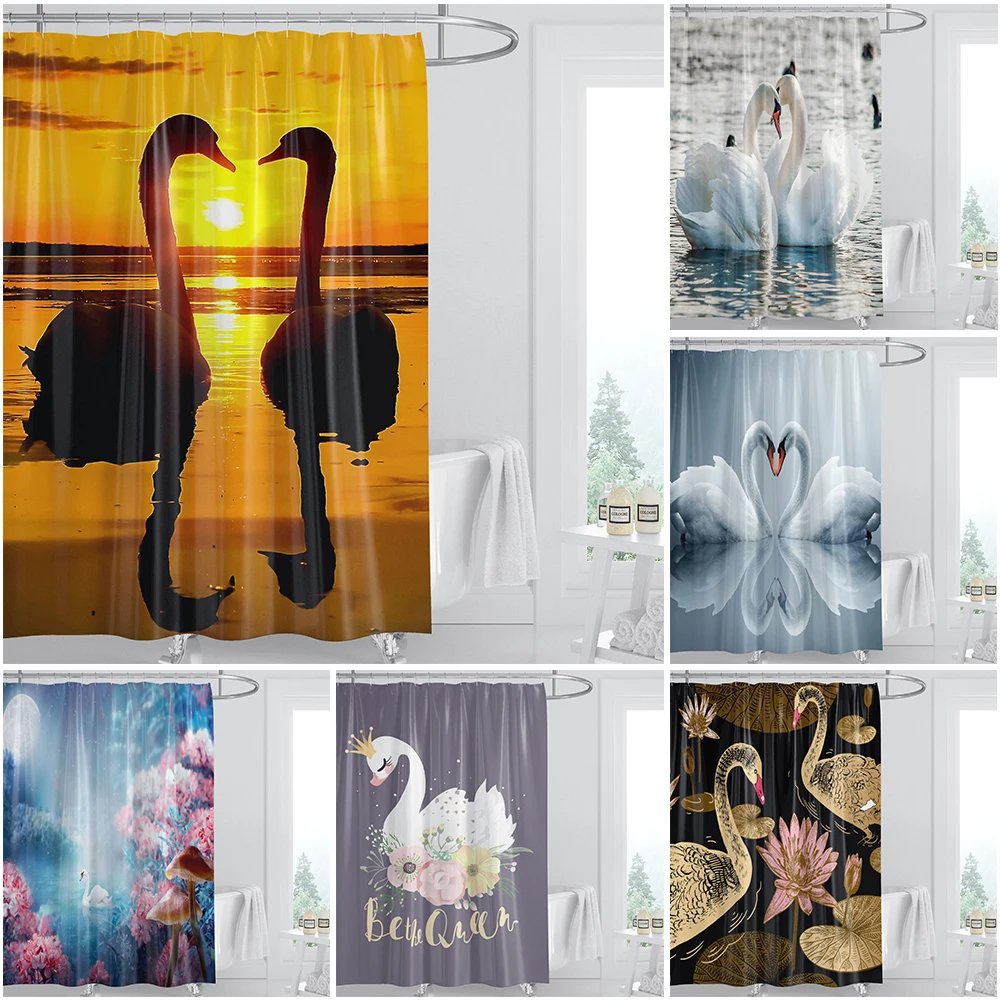 Swan 3D Printing Romantic Couple Waterproof Bathroom Blackout Curtains Without Perforation Home Decoration Cortina De Baño
Swan 3D Printing Romantic Couple Waterproof Bathroom Blackout Curtains Without Perforation Home Decoration Cortina De Baño