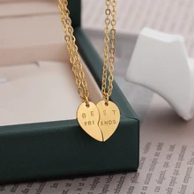 ICFTZWE Split Heart Necklaces For Women Stainless Steel Chain Ketting Choker Collares Best Friend Friendship Jewelry Gift