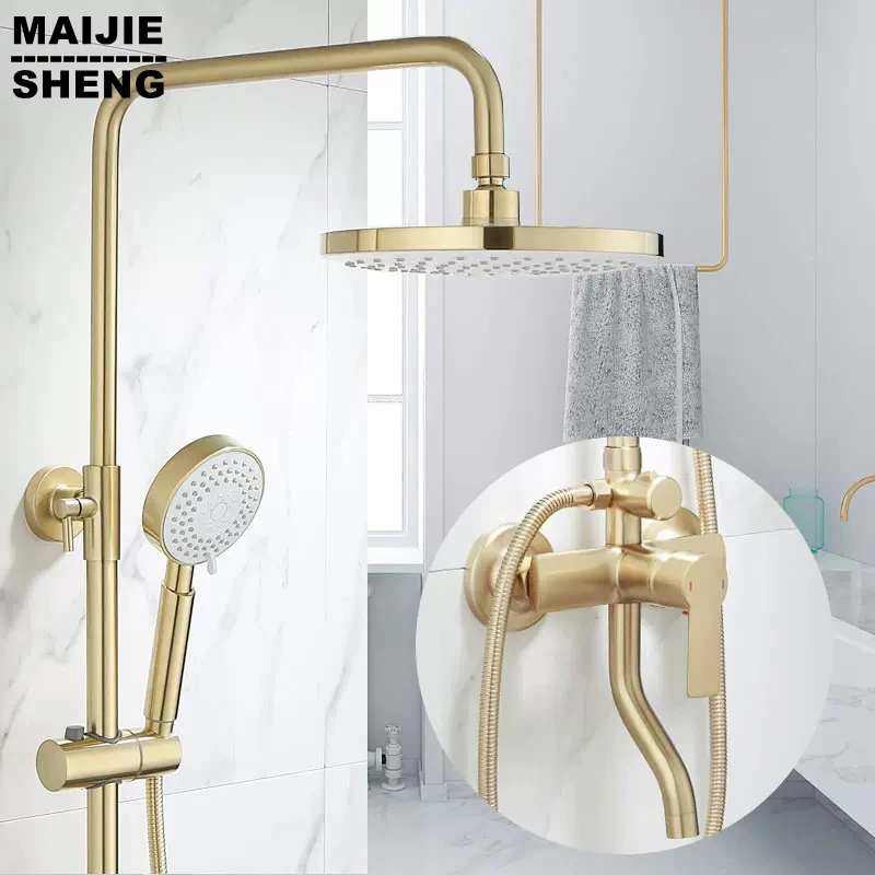 Light Luxury Household Pressurized Shower Head Golden Brass Drawing Gold Three Function Suit
Light Luxury Household Pressurized Shower Head Golden Brass Drawing Gold Three Function Suit