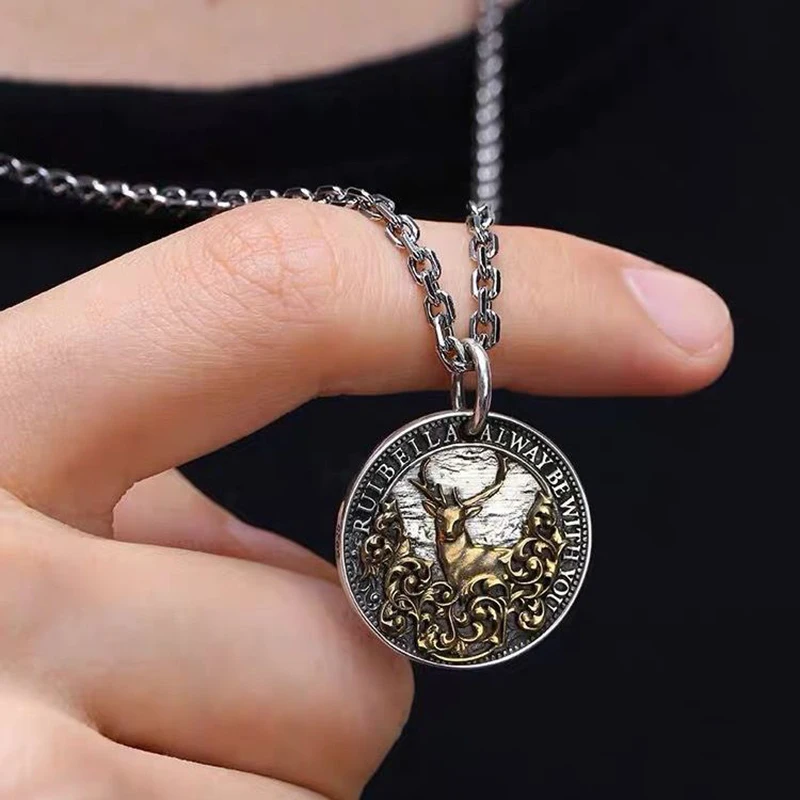 New One Deer Has You Round Card Pendant Necklace Female Retro Fashion Hip Hop Trendy Male Silver Necklace Tanabata Gift
New One Deer Has You Round Card Pendant Necklace Female Retro Fashion Hip Hop Trendy Male Silver Necklace Tanabata Gift