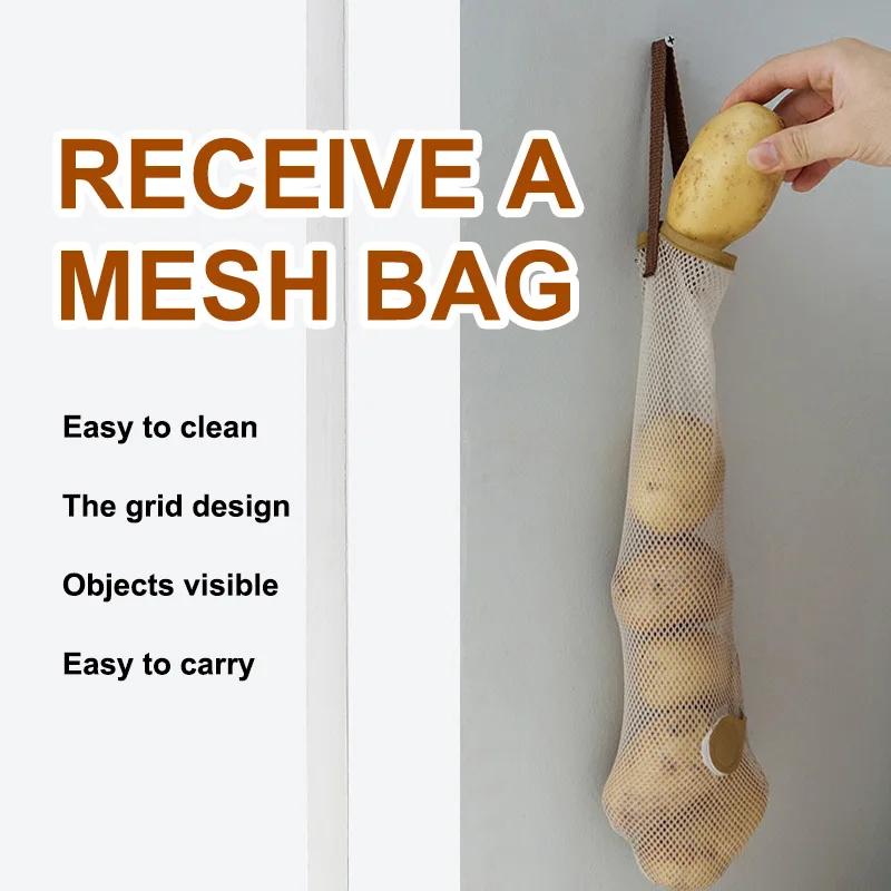 Hanging Mesh Bag Reusable Net Storage Tote Bags Vegetable Fruit Garbage Bag Long and Large for Potatoes Onions Garlics Bag
Hanging Mesh Bag Reusable Net Storage Tote Bags Vegetable Fruit Garbage Bag Long and Large for Potatoes Onions Garlics Bag