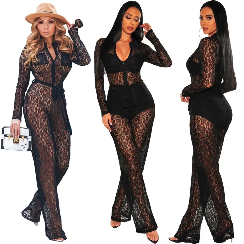 Fall 2020 new fashion sexy solid color nightclub Jumpsuit V-Neck long sleeve lace shirt pants
Fall 2020 new fashion sexy solid color nightclub Jumpsuit V-Neck long sleeve lace shirt pants