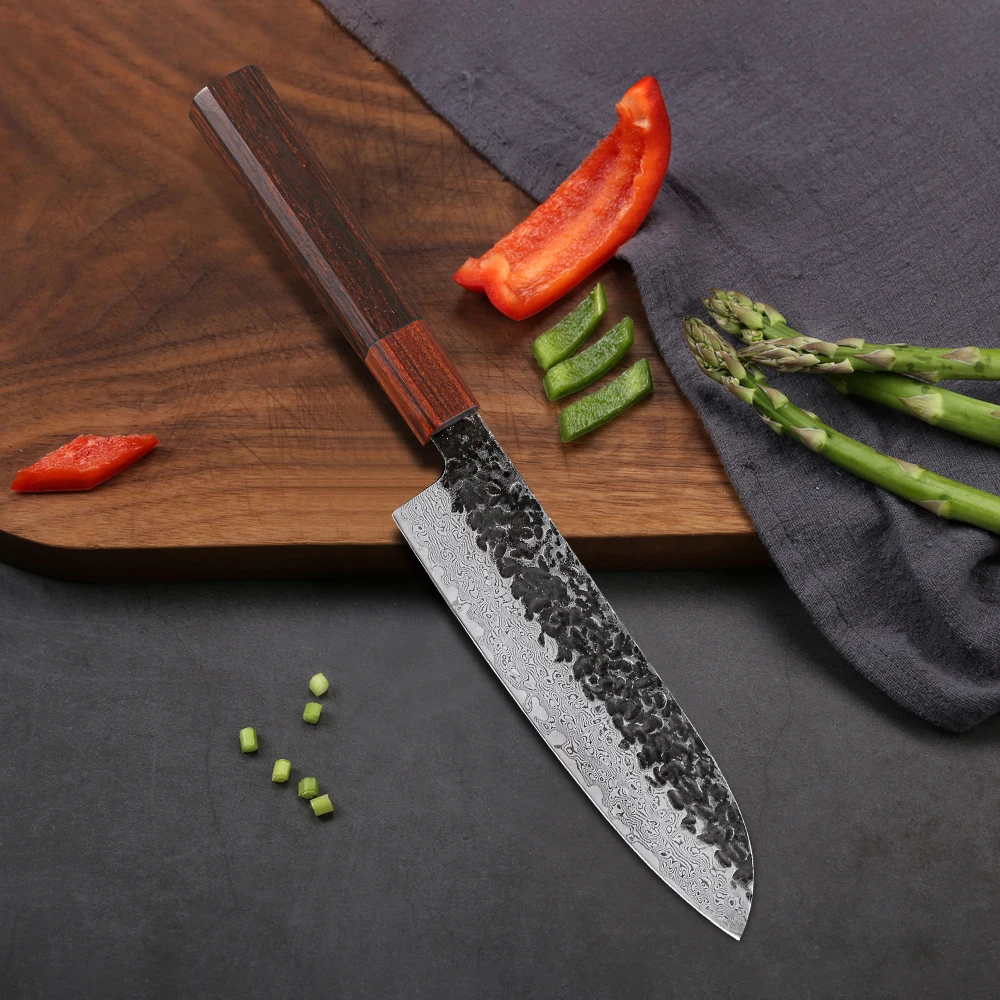 7 Inch Santoku Knife 9Cr18Mov Steel Kitchen Knives Cut Meat Fish Vegetable Pakka Wood Handle Sharp Kitchen Slicing Knife
7 Inch Santoku Knife 9Cr18Mov Steel Kitchen Knives Cut Meat Fish Vegetable Pakka Wood Handle Sharp Kitchen Slicing Knife