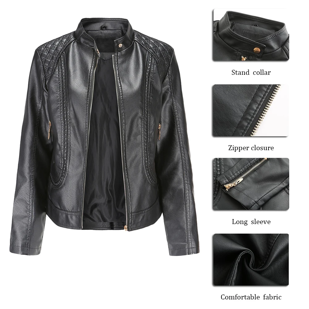 Adisputent Leather Jacket Women Spring Autumn Long Sleeve Stand Collar Motor Biker Coat Fashion Solid Pu Outwear Jacket Dropship
Adisputent Leather Jacket Women Spring Autumn Long Sleeve Stand Collar Motor Biker Coat Fashion Solid Pu Outwear Jacket Dropship