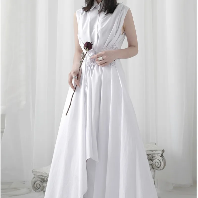 LANMREM New Women Dress Sleeveless Turn-down Collar Belt Irregular Loose Fit Simplicity Fashion Tide Summer 2021 2P2118
LANMREM New Women Dress Sleeveless Turn-down Collar Belt Irregular Loose Fit Simplicity Fashion Tide Summer 2021 2P2118