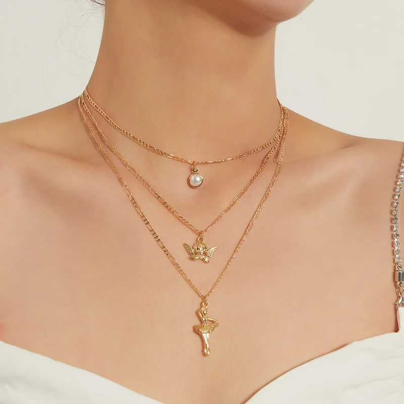 Vintage Boho Multilayer Choker Angel Dancing Girl Pendant Chain Necklace for Women Gold Silver Color Collar Fashion Jewelry Gift
Vintage Boho Multilayer Choker Angel Dancing Girl Pendant Chain Necklace for Women Gold Silver Color Collar Fashion Jewelry Gift