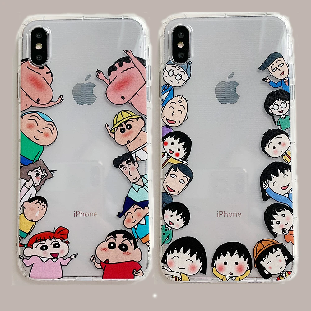 Милый мягкий чехол для телефона с рисунком Crayon Shin chan Chibi Maruko iPhone 6 6s 7 8 Plus X XS XR XSMax 11