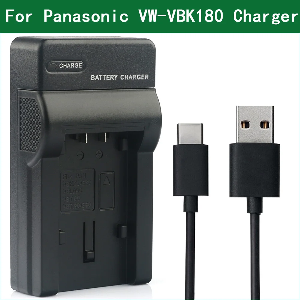 

VW VBK180 Battery Charger for Panasonic HDC HS80 SD40 SD60 SDX1 TM40 TM45 TM55 TM60 TM90 TMX1 HC V10 V700 V707 SDR H85 H95 H100