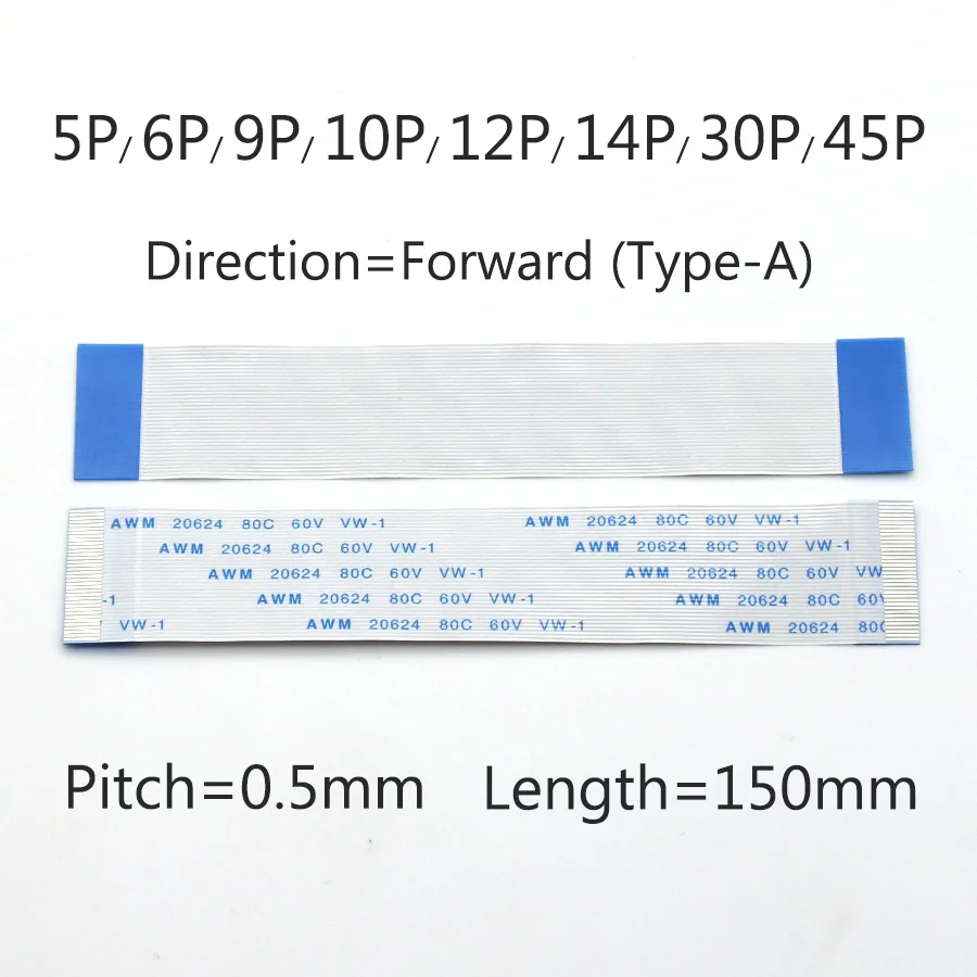 1 шт. плоский гибкий кабель FFC FPC LCD 0 5 мм Шаг вперед длина 150 AWM 20624 80C 60V VW 5/6/9/10/12/14/30/45