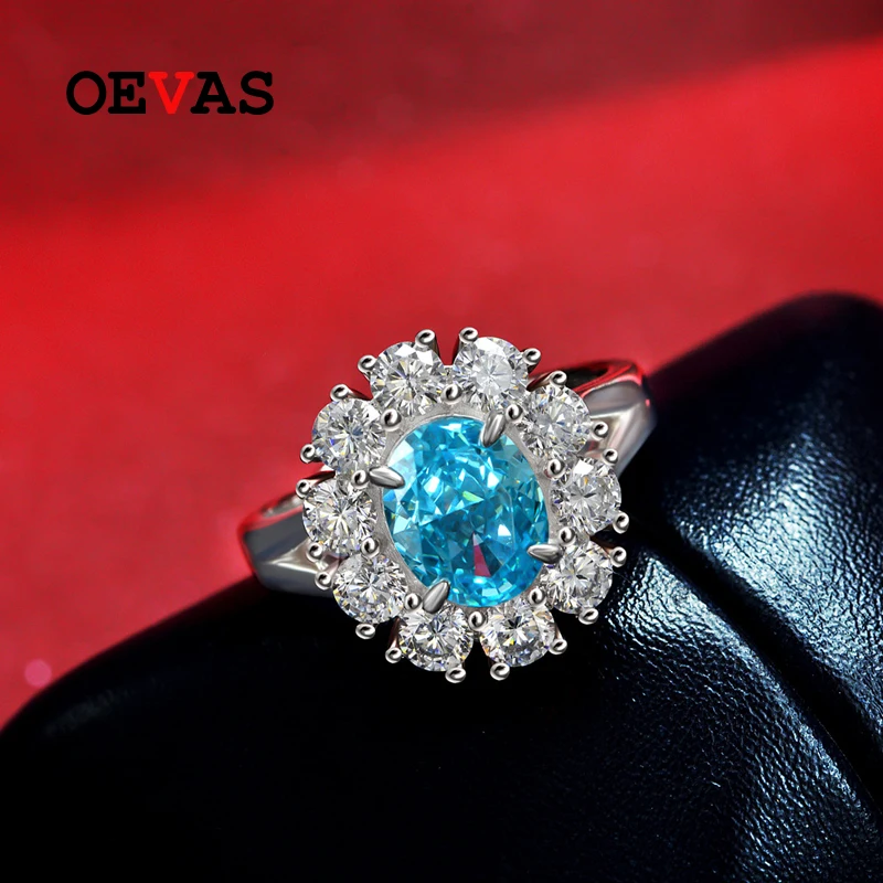 OEVAS 100% 925 Sterling Silver 7*9mm Aquamarine High Carbon Diamond Ice Flower Rings For Women Sparkling Wedding Fine Jewelry
OEVAS 100% 925 Sterling Silver 7*9mm Aquamarine High Carbon Diamond Ice Flower Rings For Women Sparkling Wedding Fine Jewelry