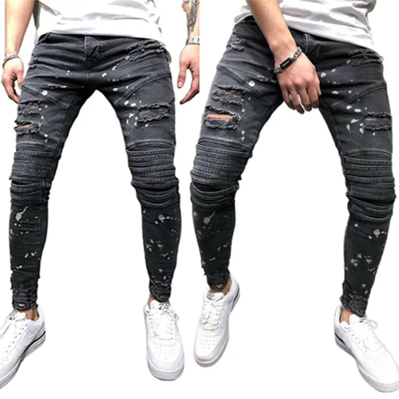 Men's Pants Trendy Skinny Destroyed Ripped Zipper Jeans Slim Fit Motorcycle Trousers Men Clothing Skinny Jeans Men
Men's Pants Trendy Skinny Destroyed Ripped Zipper Jeans Slim Fit Motorcycle Trousers Men Clothing Skinny Jeans Men