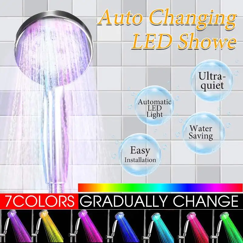 7 Color LED Shower Head LED Changing Shower Head Pressure Automatic Waterfall Shower Single Handheld Bathroom Showerhead
7 Color LED Shower Head LED Changing Shower Head Pressure Automatic Waterfall Shower Single Handheld Bathroom Showerhead